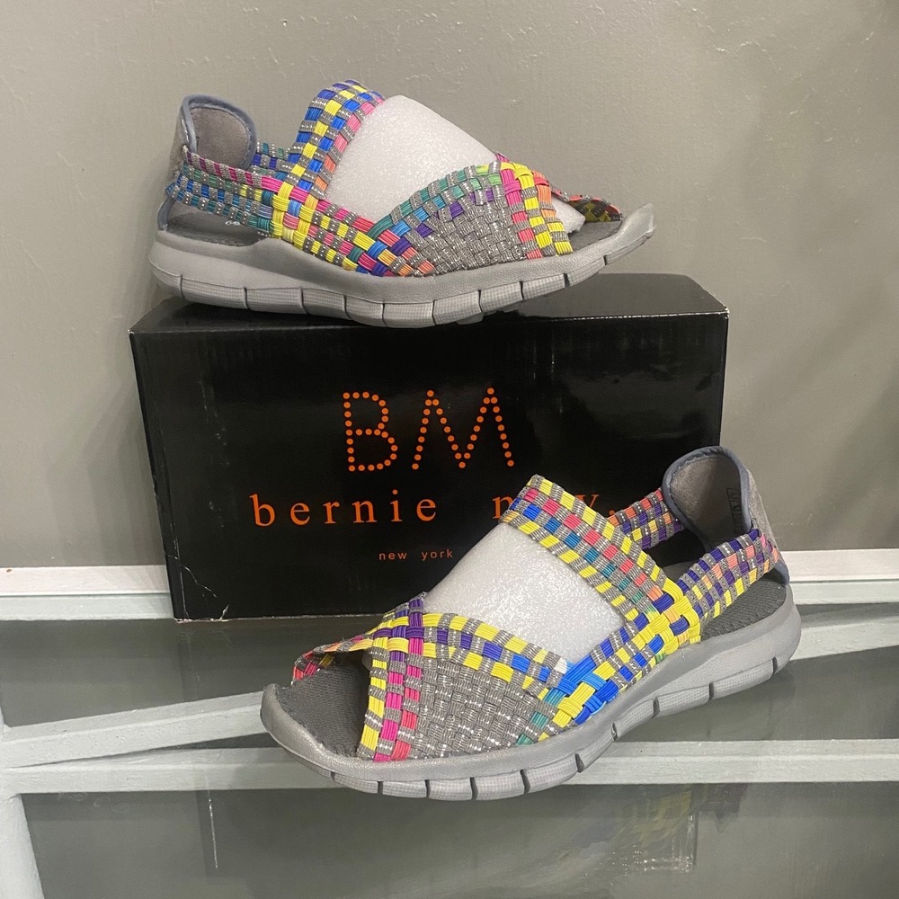 Bernie Mev Juliet Multi Color Woven Elastic Comfort Sandals Women Size8 NEW